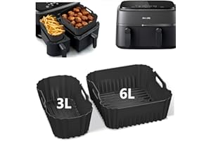 LIFHETY 2-Pack Silicone Air Fryer Liner for Philips Dual Basket Air Fryer 3000 Series (3L/6L/9L), BPA Free Airfryer Accessories, Dishwasher Safe Dual Basket Liners for Philips NA350/NA550