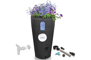 YourCasa Récipient pour Eau de Pluie 230 l - Design Decore - tonneau/réservoir d'eau de Pluie - avec Robinet - récupérateur Eau de Pluie - collecteur Eau de Pluie (Anthracite)