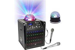 Bost Enceinte Mobile Autonome Karaoke Boost Kubeled Bluetooth/USB - Lumière Astro Intégrée - 2 Micros - 1 Jeu de Lumière UFO