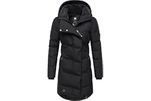 Ragwear wasserdichter Damen Wintermantel warmer Steppmantel lang mit Kapuze Pavla Intl XS-6XL