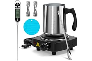 NOPWOK Kerze Making Kit mit elektronischer Kochplatte, Kerze Making Kit für Erwachsene, DIY Starter Kerze Making Supplies, mit 900ml Kerze Make Gießtopf, Rührlöffel, Wicks Halter, Thermometer