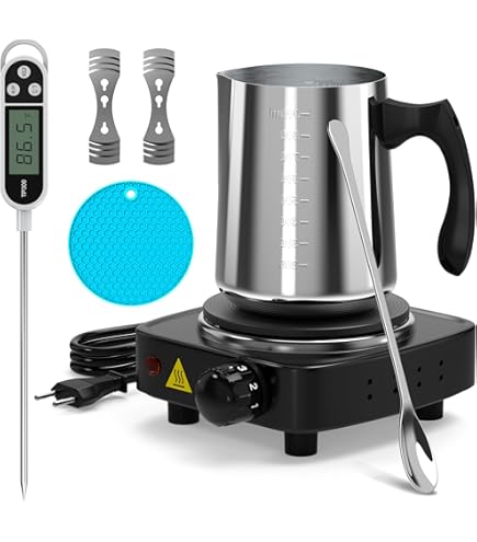 JoliJour Kaarsenmakerset, kaarsenmakerset met wassmelter, elektronische verwarmingsplaat, beginnersset met digitale thermometer, kaarslont, anti- verbrandingsgreep, doe-het-zelf set JoliJour Kaarsenmakerset, kaarsenmakerset met wassmelter, elektronische verwarmingsplaat, beginnersset met digitale thermometer, kaarslont, anti- verbrandingsgreep, doe-het-zelf set