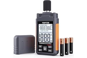 Decibel Meter, TopTes TS-501B Sound Level Meter with A/C Weighting, Measuring Range 30 to 130 dB, SPL Tester for Noise Control, 2.25-inch Backlit LCD Display, MAX/MIN, Data Hold - Orange