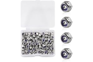 SPEEDWOX Nylonowe nakrętki blokujące M3 x 0,5 mm, nakrętki blokujące, nakrętki samoblokujące ze stali nierdzewnej 304, sześciokątna nakrętka blokująca z pudełkiem do przechowywania podkładek