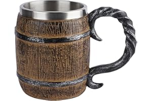 Jiakalamo Grande brocca di birra in stile vichingo con manico, in resina, accessori rinascimentali per bar e ristoranti (colore vintage)