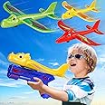 Airplane Launcher Toys with 3 Pack Dinosaur Glider Foam Aeroplanes for Kids - Garden Outdoor Toys for 4 to 9 Year Old Boys Birthday Gifts