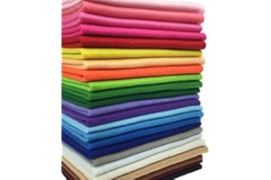 flic-flac 24pcs 1.4mm Soft Felt Fabric Sheet Assorted Color Felt Pack DIY Craft Sewing Squares Nonwoven Patchwork (25 x 25 cm)