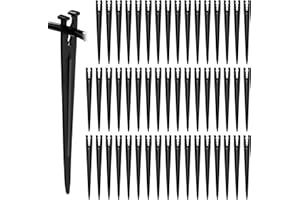 VooGenzek 50 Piezas Estacas de Riego por Goteo, Riego por Goteo Estacas, Goteo Estaca Microtubo Piquetas, Piquetas Riego, Estacas para Riego por Goteo, para Manguera de Riego de 4/7 o 3/5