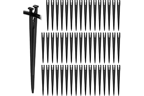 VooGenzek 50 Pièces Tuyaux de Support d'irrigation Goutte à Goutte, Irrigation Holder, Piquets de Support de Tuyau D'irrigation, Irrigation Support en Plastique, pour Tuyau d'arrosage 4/7 ou 3/5