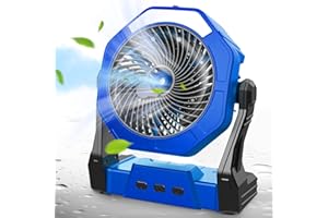 dovecina Ventilatore con Nebulizzatore da Campeggio con Luce LED, 10000mAh Ventilatore da Tavolo, Portatile Ventilatore Ricaricabile, Ventilatore USB per Campeggio all'aperto in Famiglia (blu)