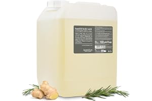 Jean & Len Hand & Body Wash Rosemary och Ginger, dunk, 5L | Rengör och vårdar huden, kryddigt fräsch doft, flytande tvål i re