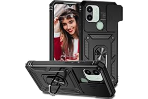 POUHYE Funda para Xiaomi Redmi A2 / A1 / A2 Plus / A1 Plus / A2+ / A1+ Carcasa Original, Silicone TPU + PC Rugged Bumper Case con Anillo Soporte, Cubierta de cámara Deslizante Proteger Carcasa Negro