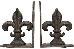 Creative Co-Op Fleur de Lis Buchstützen aus Eisen, 2 Stück, bronzefarben