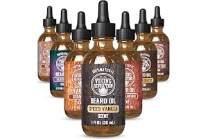 Viking Revolution – skäggolja – helt naturlig variation skäggolja för män med argan- och jojobaoljor – mjukare, jämnar ut och stärker – gåvor för män – kryddad vanilj – 30 ml
