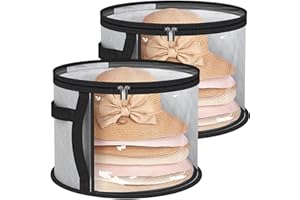 WEKIWGOT Porta Sombreros con Ventana Transparente, Organizador Grande para Armario y Viaje - Compatible con Sombreros de Cowboy, Damas y Ala Ancha (2 Piezas, Gris)