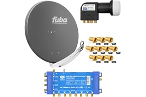 HB-DIGITAL FUBA 8 Teilnehmer Digital SAT Anlage DAA850A + Profi LNB 0,1dB Full HDTV 4K + PMSE Multischalter 5/8 + 24 Vergoldete F-Stecker Gratis dazu