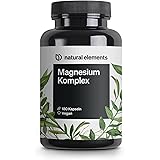 Magnesium Komplex - Premium: Aus 5 hochwertigen Verbindungen - 400mg elementares Magnesium pro Tagesdosis - Laborgeprüft, veg