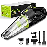 absob Aspirabriciole Senza Fili, Ricaricabile Aspira Briciole Elettrico Senza Filo Con Luce a Led e 2 Filtri (Nero/Verde)