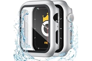 Adepoy 2 Pack Waterproof Apple Watch Screen Protector 44mm, Hard Protective Cases Guard Bumper Ultra Thin Full Coverage Compatible for iWatch SE 6 5 4 44mm