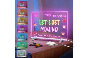 SOLORAGE Led Drawing Board with 8 Colors, 13 Light Modes Reusable Magic Board for Kids,Light Up Acrylic Doodle Glow Board Ideal for Festivities (Pink)