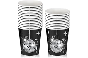TOYHOOD Disco Party Tableware, 25 Pcs White Silver Paper Napkins Disco Ball Cocktail Napkin Discos Partys Beverage Serviettes Napkins Disco Party Supplies for Birthday, Wedding, 70's Disco Party (Cup)