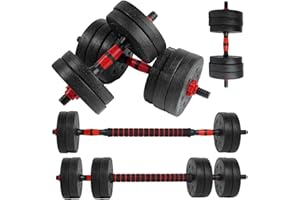 unycos - Manubri Regolabili con Dischi 10-40 kg【E-Book con 50 Esercizi】Coppia di Pesi con Barra di Collegamento Antiscivolo per Allenamento, Palestra in Casa, Fitness (Red/Orange Transformer)