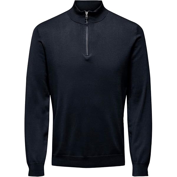 ONLY & SONS Herren Pullover Mit Stehkragen – Regular Fit Aus Baumwolle-Mix, Halbzip, Für XS Bis XXL