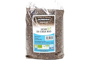 Oltresole, Semi di Chia Biologici 1 Kg, Superfood Ricco di Proteine e Fibre, Senza Additivi, Ideali per Muesli, Insalate e Prodotti da Forno, Confezione Ideale per Famiglie