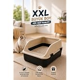 Comfort XXL A&ccedil;ık Kedi Tuvaleti B&uuml;y&uuml;k Boy Kedi Kum Kabı, Y&uuml;ksek Kenarlı, K&uuml;rek Hediyeli 60x42x25 cm