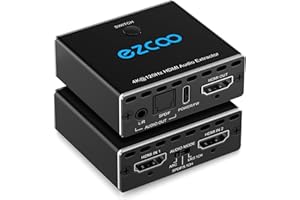 ROFAVEZCO 4K 120Hz HDMI 2.1 Audio Extractor 2X1 VRR ALLM HDCP2.3 HDR10 ARC CEC Switch 2 IN 1 OUT Converter to SPDIF Optical Stereo L/R Dolby Digital EDID for PS5 XBOX NVIDIA AMD