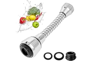 AMJKEJI Prolunga Flessibile Per Rubinetto, Ugello Per Risparmio Idrico, Adattatore Per Filtro, Spruzzatore Girevole a 360°, Tubo Da Cucina