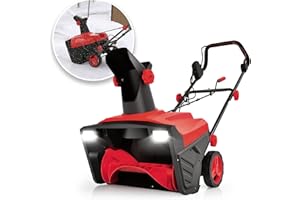 SOARS Fraise à Neige Électrique avec Projecteurs LED, 2300W Déneigeuse avec Canal d'Éjection Réglable, Largeur de Travail 50 CM, Hauteur de Travail 25 CM, Distance d'Éjection 9 M (Rouge)