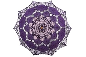 SQOIKOS Parasol en dentelle vintage pour mariage, décoration photo, thé, 81,3 cm, taille adulte (violet)