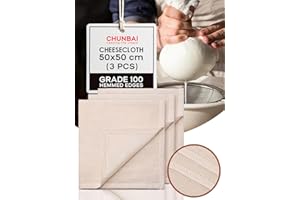 Cheese Cloth, CHUNBAI® 3 Pezzi Mousseline Alimentaire, Etamine Alimentaire, Etamine, Coton à Fromage, Etamine Confiture, Etamine Fromage, Etamine Alimentaire Confiture,Cheesecloth,Etamine a Confiture