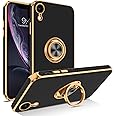 BENTOBEN iPhone XR Case, Phone Case iPhone XR, Slim Fit Sparkly Kickstand Ring Holder Design Shockproof Protection Soft TPU Bumper Drop Protective Girls Women Boys iPhone XR 6.1" Cover, Black/Golden