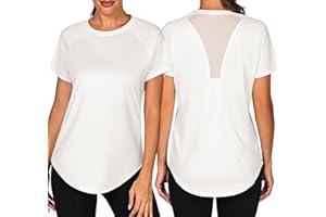 Wayleb Tee Shirt Sport Femme T Shirt à Manches Courtes Infroissable Sèche Vite Tops Hauts