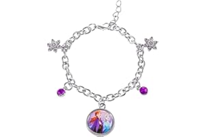 Disney Frozen 2 Sisters Elsa and Anna Fashion Charm Bracelet, 6.5 + 1" Extender