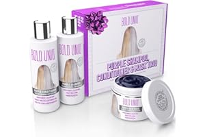 ‎BOLD UNIQ Silbershampoo, Conditioner & Maske im Trio - Geschenkset für blondiertes Haar - Entfernt Gelbstich - Hellt Blond, Platin, Silber & Grau auf - Befeuchtet trockenes & beschädigtes Haar - Tiefenreparatur