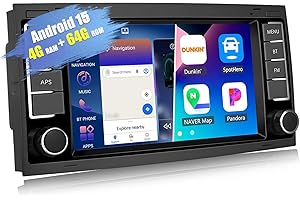 CAMECHO 4G+64G Android 15 Autoradio für VW Touareg Transporter T5 Multivan 2004-2011 mit Navi Carplay Android Auto,Doppel Din Autoradio mit 7 Zoll Bildschirm Bluetooth5.0 RDS/FM MirrorLink WiFi