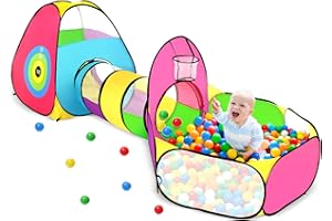 JUNGLEDOVE 3 in 1 Kids Ball Pits for Toddlers with Play Tent and Baby Tunnel, Children Indoor Outdoor Playhouse with Crawling Tunnel, Boys and Girls Christmas Birthday Toys Gifts (3 in 1 Colorful Kids Ball Pits)