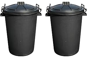 IDEAL 365 90 Litre Heavy Duty Refuse Bin with Clip-On Lid – Durable Outdoor Garden Waste Container – Strong Polypropylene Dustbin for Rubbish, Recycling, Feed & Storage (2 Pack)