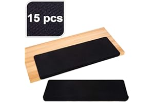 Gr8 Home Set of 15 Piece Non Slip Rectangular Carpet Stair Treads Mats Floor Mat Protection Cover Step Staircase Pads Black