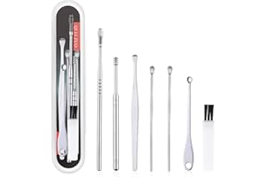 RPANLE Pulisci Orecchie, [7 Pezzi] Kit di Rimozione del Cerume, Strumenti per Pulizia dell’Orecchio in Acciaio Inox, con catola da Stoccaggio, per Adulti e Bambini Pulizia Dellorecchio