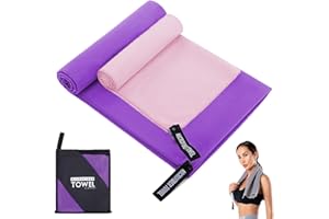 SMGBWAY 2Pcs Asciugamani Microfibra, Asciugamano Palestra grande 180 x 80cm, Asciugamano piccolo 80 x 40cm, Super Assorbente Telo Palestra, Rapida Per Uomo e Donna Fitness sport indoor e outdoor (pink+purple)