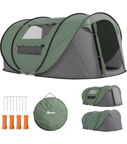 deryan 4p pop up tent for 4 People - Waterproof up to 2000 mm with Taped Seams and Extra Thick Groundsheet - Can be Assembled and Folded in 2 Seconds ultralight camping gear Bergamont E-Ville SUV Tour Size:18x23