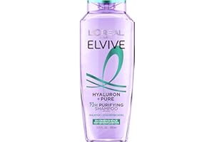 L'OREAL PARIS L'Oréal Paris Elvive Shampoo Purificante, Per Cute e Radici Grasse, Azione Riequilibrante, Cute Pulita Fino a 72h, Con Acido Salicilico e Acido Ialuronico, Hyaluronic Pure, 250 ml