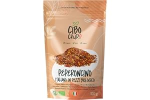 CIBO CRUDO CRUDO BIOLOGICO VEGAN Peperoncino Italiano in Pezzi Bio - 100g. Peperoncino Secco Frantumato Piccante da Coltivazione Italiana Essiccato al Sole. Peperoncini Secchi e Piccanti.