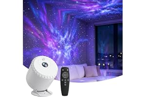 XAVURO Galaxprojektor, tak med fjärrkontroll, LED-stjärnlampa, 7 färgkombinationer, vuxen nattlampa för sovrum, nattljus för