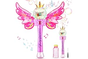 Ucradle Bubble Machine, Automatic Bubble Wand for Kids Blower Magic Fairy Stick Bubble Maker with Musical Light, 1000+ Colorful Bubbles Per Minute with Bottles of Solution, Party Toys for 3+ Girl