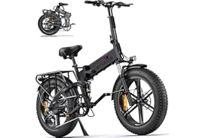 ENGWE Electric Bike Folding E-Bike for Adults, 20''*4.0 Fat Tire Electric Bicycle, 48V 16Ah Battery Range to 150km, Shimano 8-Gears All -Terrain, ENGINE Pro